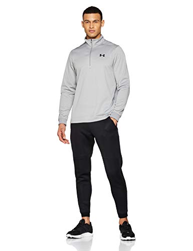 Under Armour Fleece Sudadera para Hombre, Camiseta de Manga Larga con Media Cremallera, Sudadera de Deporte Transpirable y elástica, Steel Light Heather/Black (035), MD