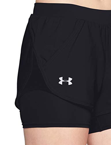 Under Armour Fly by Mini 2-In-1 Pantalón Corto, Mujer, Negro (Black/Black/Reflective 001), XS
