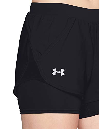 Under Armour Fly by Mini 2-In-1 Pantalón Corto, Mujer, Negro (Black/Black/Reflective 001), XS