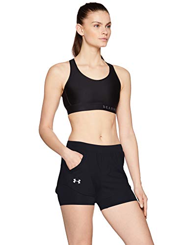 Under Armour Fly by Mini 2-In-1 Pantalón Corto, Mujer, Negro (Black/Black/Reflective 001), XS