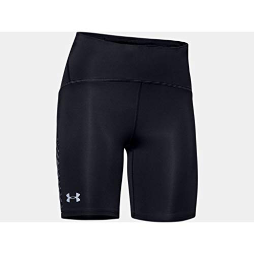 Under Armour Fly Fast Heatgear Half Tight Pantalones Cortos, Mujer, Negro/Gris halo/Reflectante (001), MD