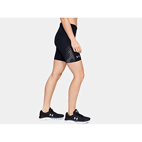 Under Armour Fly Fast Heatgear Half Tight Pantalones Cortos, Mujer, Negro/Gris halo/Reflectante (001), MD