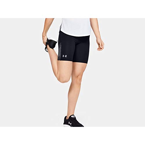 Under Armour Fly Fast Heatgear Half Tight Pantalones Cortos, Mujer, Negro/Gris halo/Reflectante (001), MD