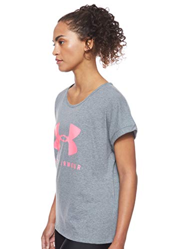 Under Armour Graphic Sportstyle Fashion SSC Camiseta, Mujer, Gris (Pitch Gray Light Heather/Mojo Pink 012), M