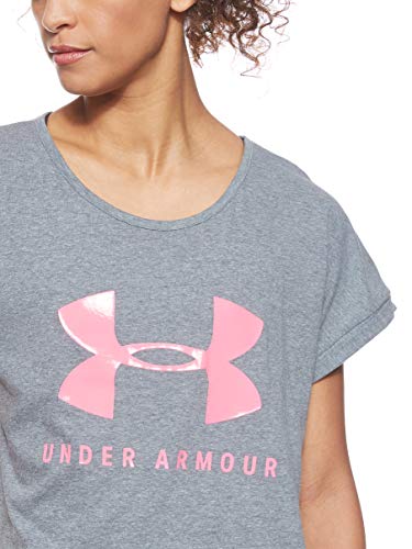 Under Armour Graphic Sportstyle Fashion SSC Camiseta, Mujer, Gris (Pitch Gray Light Heather/Mojo Pink 012), M