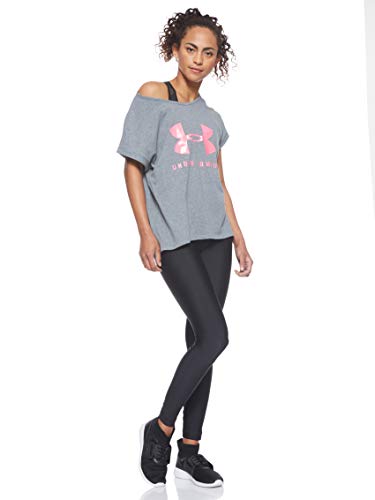 Under Armour Graphic Sportstyle Fashion SSC Camiseta, Mujer, Gris (Pitch Gray Light Heather/Mojo Pink 012), XL