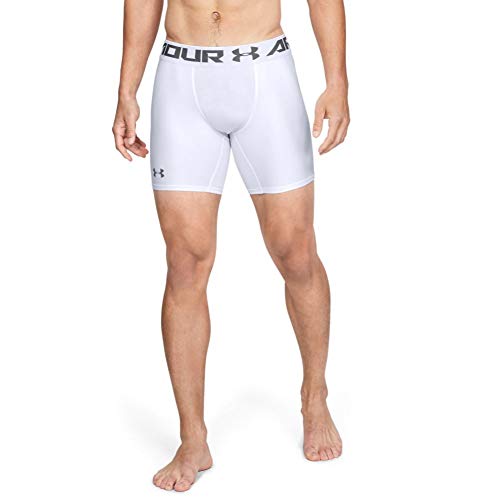 Under Armour HeatGear ARMOUR 2.0 COMP Shorts, Pantalón Corto Hombre, Blanco (White/Graphite 100), XL
