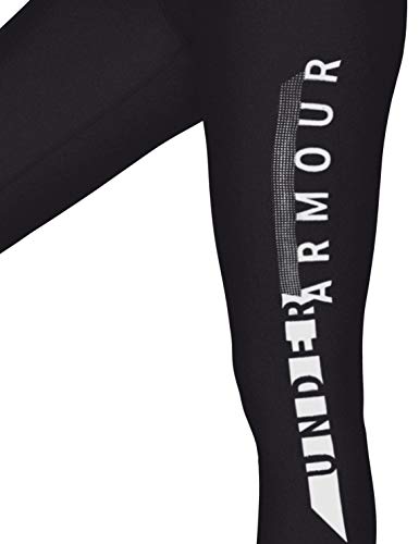 Under Armour Heatgear Armour Graphic Pantalones Deportivos para Mujeres, Pantalones Transpirables de Mujer, cómodas Mallas Deportivas de compresión, Black/White/Metallic Silver (001), MD