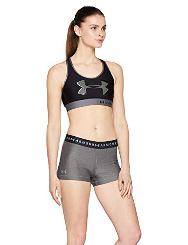 Under Armour Heatgear Armour Shorty, Mallas de Deporte de Mujer Mujer, Negro (Charcoal Light Heather/Anthracite/Metallic Silver), L