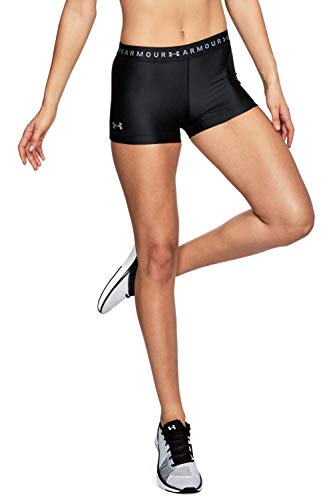 Under Armour Heatgear Armour Shorty Mallas de Deporte de Mujer, Negro (Black/Black/Metallic Silver 001), XS