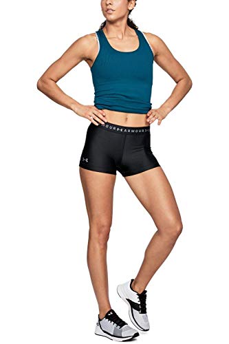 Under Armour Heatgear Armour Shorty Mallas de Deporte de Mujer, Negro (Black/Black/Metallic Silver 001), XS