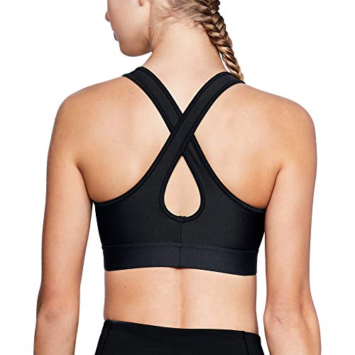 Under Armour Mid Crossback Sujetador Deportivo para Mujer, Ropa Interior Transpirable y Ajustada, cómoda Ropa Deportiva de Mujer con Tirantes Cruzados, Black/Black/Graphite (001), MD