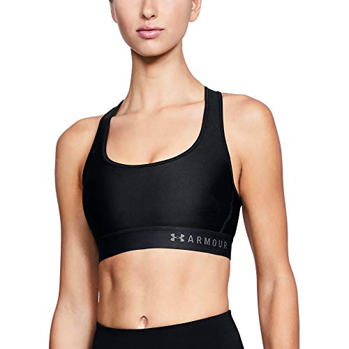 Under Armour Mid Crossback Sujetador Deportivo para Mujer, Ropa Interior Transpirable y Ajustada, cómoda Ropa Deportiva de Mujer con Tirantes Cruzados, Black/Black/Graphite (001), MD