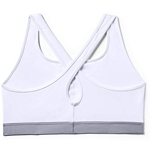 Under Armour Mid Crossback Sujetador Deportivo para Mujer, Ropa Interior Transpirable y Ajustada, cómoda Ropa Deportiva de Mujer con Tirantes Cruzados, White/Steel/White (100), XS