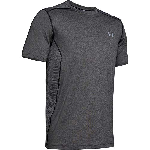 Under Armour Raid Camiseta Masculina, Camiseta Transpirable, Ajustada Camiseta Deportiva de Manga Corta y de Secado rápido, Carbon Heather/Carbon Heather/Steel (090), MD