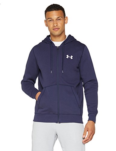 Under Armour Rival Fitted Full Zip Sudadera, Hombre, Azul (Midnight Navy/White 410), L