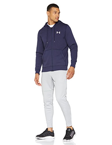 Under Armour Rival Fitted Full Zip Sudadera, Hombre, Azul (Midnight Navy/White 410), M