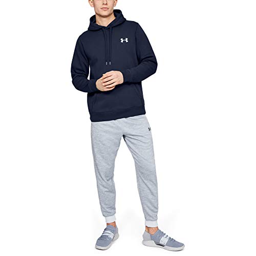 Under Armour Rival Fitted Pull Over Sudadera con Capucha, Hombre, Azul (Midnight Navy/White 410), M