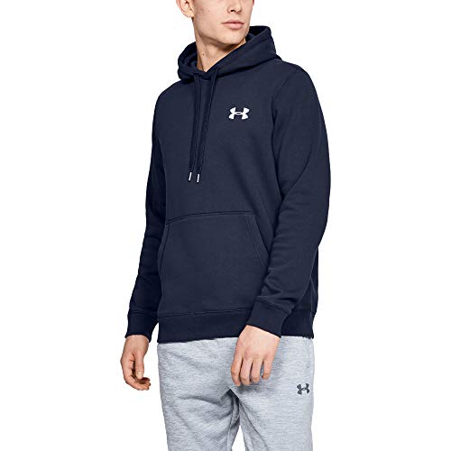 Under Armour Rival Fitted Pull Over Sudadera con Capucha, Hombre, Azul (Midnight Navy/White 410), M