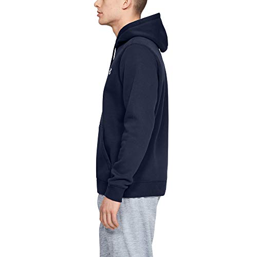 Under Armour Rival Fitted Pull Over Sudadera con Capucha, Hombre, Azul (Midnight Navy/White 410), M