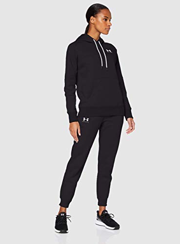 Under Armour Rival Fleece Color block Hoodie Sudadera Con Capucha, Sudadera De Mujer Con Bolsillo Mujer Negro(Black) M