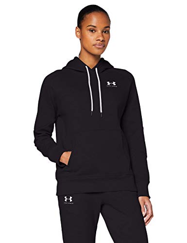 Under Armour Rival Fleece Color block Hoodie Sudadera Con Capucha, Sudadera De Mujer Con Bolsillo Mujer Negro(Black) M