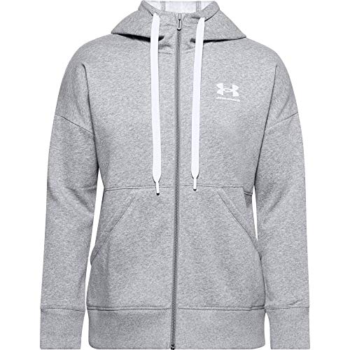 Under Armour Rival Fleece FZ - Sudadera con Capucha para Mujer, Not Applicable, Rival Fleece FZ Sudadera con Capucha, Mujer, Color Acero Jaspeado Medio/Blanco (035), tamaño XX-Large