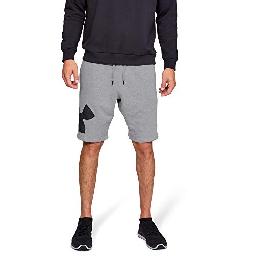 Under Armour Rival Fleece Logo Pantalones Cortos para Hombre, cómodos y robustos Pantalones para Correr, Ancho pantalón Corto con Bolsillos Laterales, Steel Light Heather/Black (035), MD