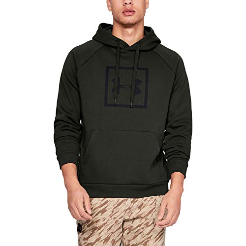 Under Armour Rival - Sudadera con capucha para correr con logotipo gráfico y capucha para hombre con bolsillo, Hombre, Sudadera cálida, 1329745-357, Artillería Verde/Negro, S