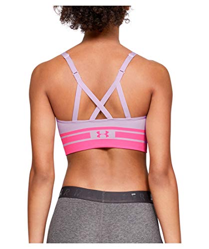 Under Armour Seamless Longline Sujetador Deportivo de Mujer, Ropa Interior Transpirable, cómodo Sujetador sin Aros de compresión con Tirantes Cruzados, Purple Ace/Purple Ace/Mojo Pink (543), SM