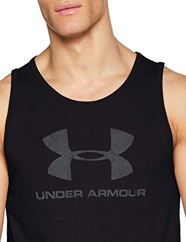 Under Armour Sportstyle Camiseta sin Mangas con Logotipo, Ropa Deportiva para Hombres Hecha de Tejido ultrasuave, Ancha Camiseta de Tirantes, Black/Black/Black (001), XL