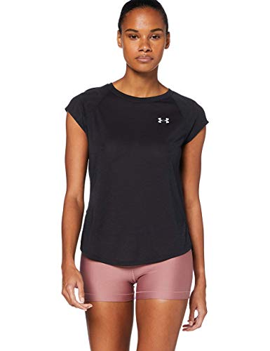 Under Armour Streaker 2.0 Shift Short Sleeve Transpirable de Mujer para Correr, Camiseta de Manga Corta de diseño Ajustado, Negro, XL