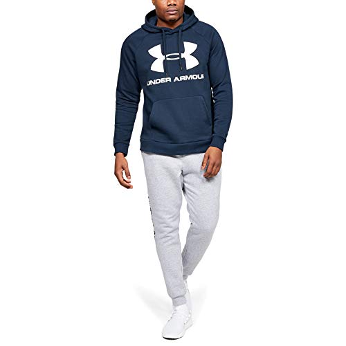 Under Armour Sudadera Con Capucha De Tejido Fleece Y Logotipo Ua Rival Sudadera Con Capucha, Hombre, Navy, Lg