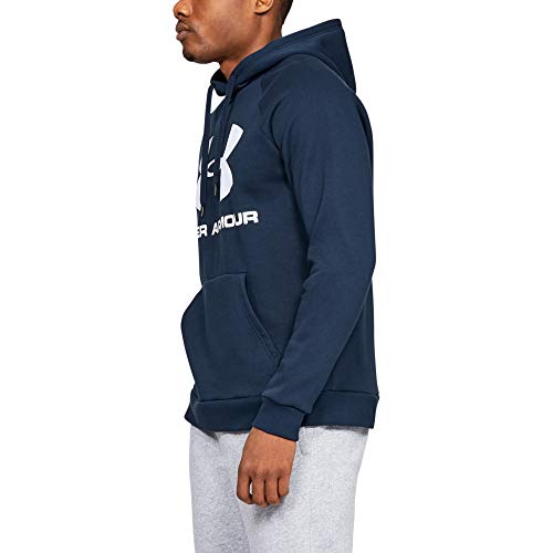 Under Armour Sudadera Con Capucha De Tejido Fleece Y Logotipo Ua Rival Sudadera Con Capucha, Hombre, Navy, Lg