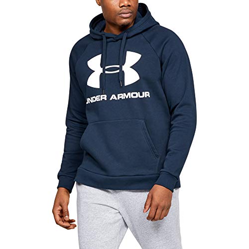 Under Armour Sudadera Con Capucha De Tejido Fleece Y Logotipo Ua Rival Sudadera Con Capucha, Hombre, Navy, Lg