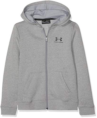 Under Armour Sudadera de algodón con cremallera, Niños, Gris, L