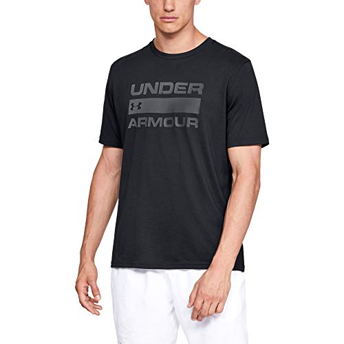 Under Armour Team Issue Camiseta para Hombre con Logotipo, Camiseta Deportiva Transpirable, Camiseta de Manga Corta para Hombre cómoda y Ancha, Black/Rhino Gray (001), LG