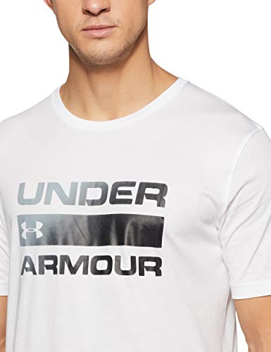 Under Armour Team Issue Camiseta para Hombre con Logotipo, Camiseta Deportiva Transpirable, Camiseta de Manga Corta para Hombre cómoda y Ancha, White/Black (100), MD
