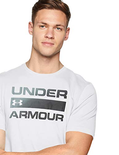 Under Armour Team Issue Camiseta para Hombre con Logotipo, Camiseta Deportiva Transpirable, Camiseta de Manga Corta para Hombre cómoda y Ancha, White/Black (100), MD