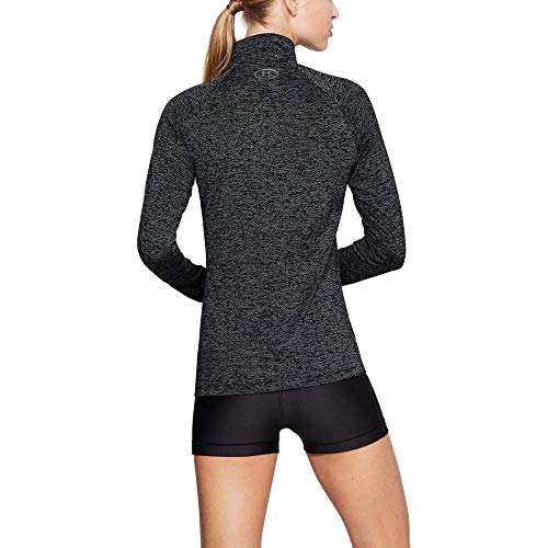 Under Armour Tech 1/2 Zip Camiseta de Manga Larga, Mujer, Negro (Black/Black/Metallic Silver 001), M