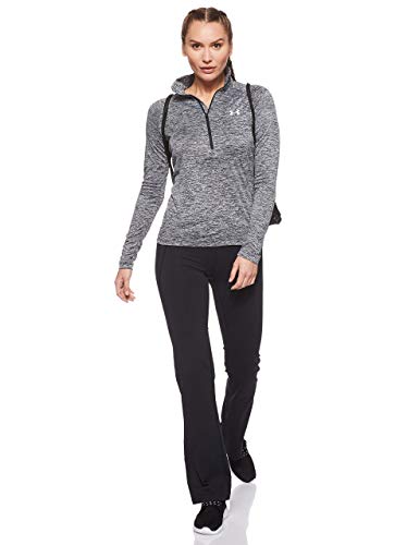 Under Armour Tech 1/2 Zip Camiseta de Manga Larga, Mujer, Negro (Black/Black/Metallic Silver 001), M