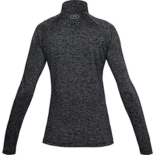 Under Armour Tech 1/2 Zip Camiseta de Manga Larga, Mujer, Negro (Black/Black/Metallic Silver 001), M