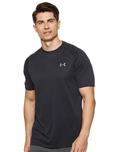 Under Armour Tech 2.0. Camiseta masculina, camiseta transpirable, ancha camiseta para gimnasio de manga corta y secado rápido, Black/Graphite (001), MD