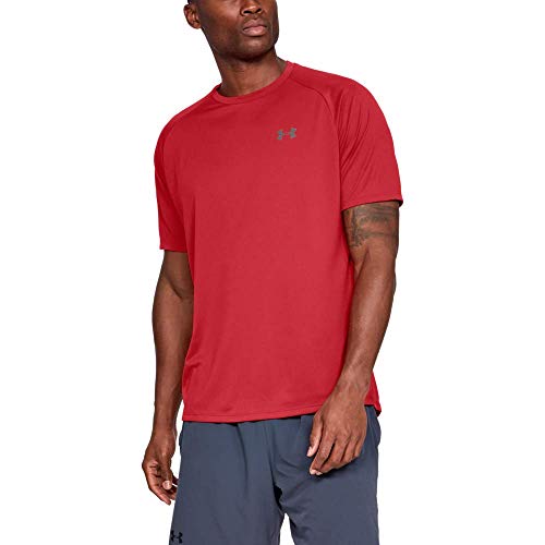 Under Armour Tech 2.0. Camiseta masculina, camiseta transpirable, ancha camiseta para gimnasio de manga corta y secado rápido, Red/Graphite (600), MD