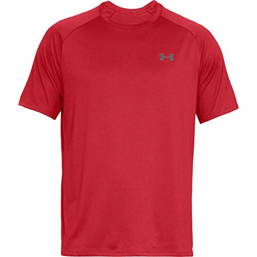 Under Armour Tech 2.0. Camiseta masculina, camiseta transpirable, ancha camiseta para gimnasio de manga corta y secado rápido, Red/Graphite (600), MD