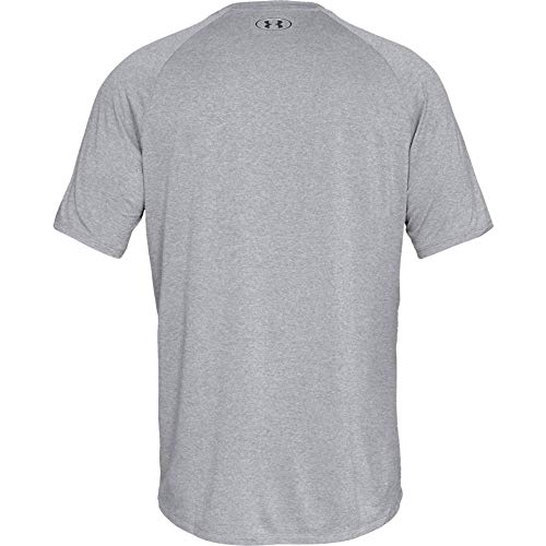 Under Armour Tech 2.0. Camiseta masculina, camiseta transpirable, ancha camiseta para gimnasio de manga corta y secado rápido, Steel Light Heather/Black (036), MD