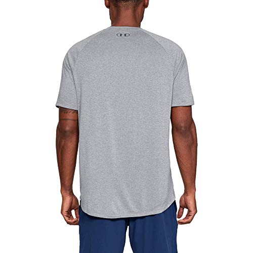 Under Armour Tech 2.0. Camiseta masculina, camiseta transpirable, ancha camiseta para gimnasio de manga corta y secado rápido, Steel Light Heather/Black (036), MD