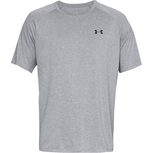 Under Armour Tech 2.0. Camiseta masculina, camiseta transpirable, ancha camiseta para gimnasio de manga corta y secado rápido, Steel Light Heather/Black (036), LG