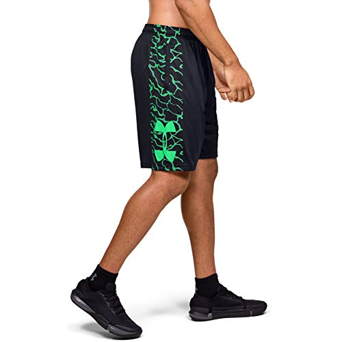 Under Armour Tech Bar Logo Workout Gym Short Pantalones Cortos, Negro (002)/Vapor Green, Medium para Hombre