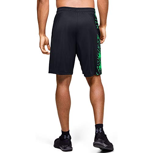 Under Armour Tech Bar Logo Workout Gym Short Pantalones Cortos, Negro (002)/Vapor Green, Medium para Hombre